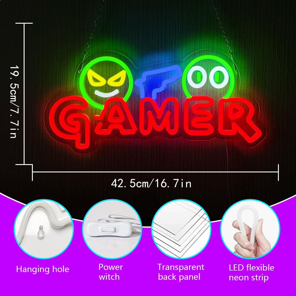 Gamer Neon Sign LED Wall Light - Party Games For Christmas recension och pris
