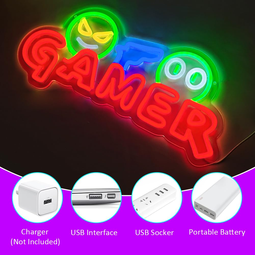 Gamer Neon Sign LED Wall Light - Party Games For Christmas recension och pris