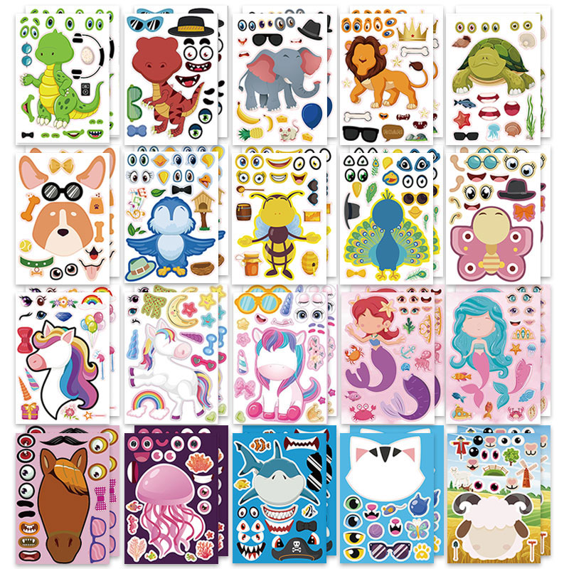 12/24 Sheets Make a Face Stick - Zoo Party Games recension och pris