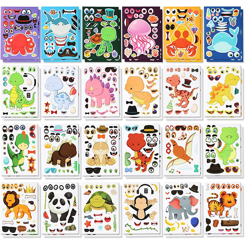 12/24 Sheets Make a Face Stick - Zoo Party Games recension och pris